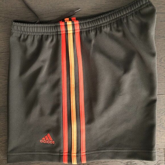 Adidas Vtg Climalite Athletic Shorts Signature Stripes Olive Green Orange Sz M - Picture 1 of 3